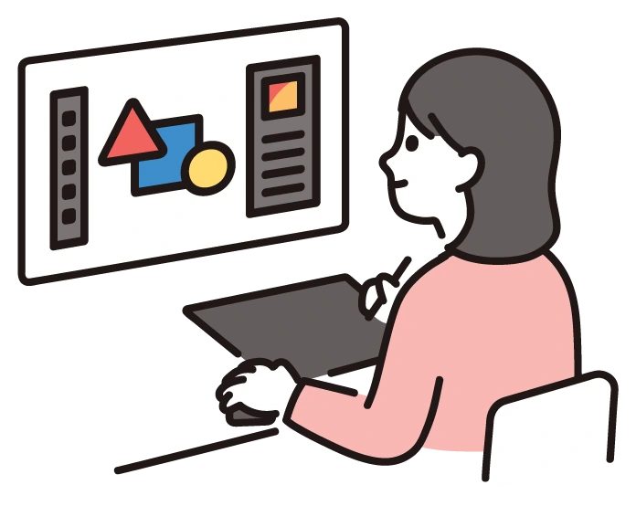 デザインをする女性のイラスト